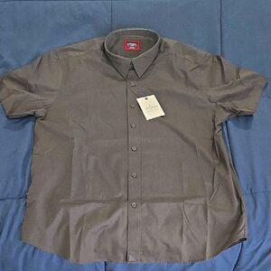 UNTUCKit Coufran Large Men's Short Sleeve Button Up Shirt in Black